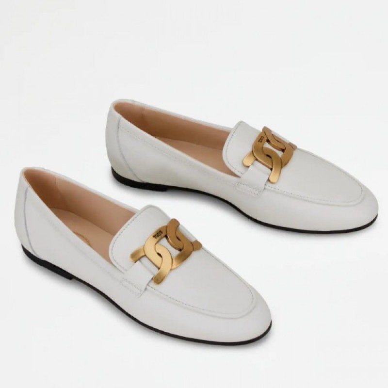 Tod's Kate Loafers In White Calfskin